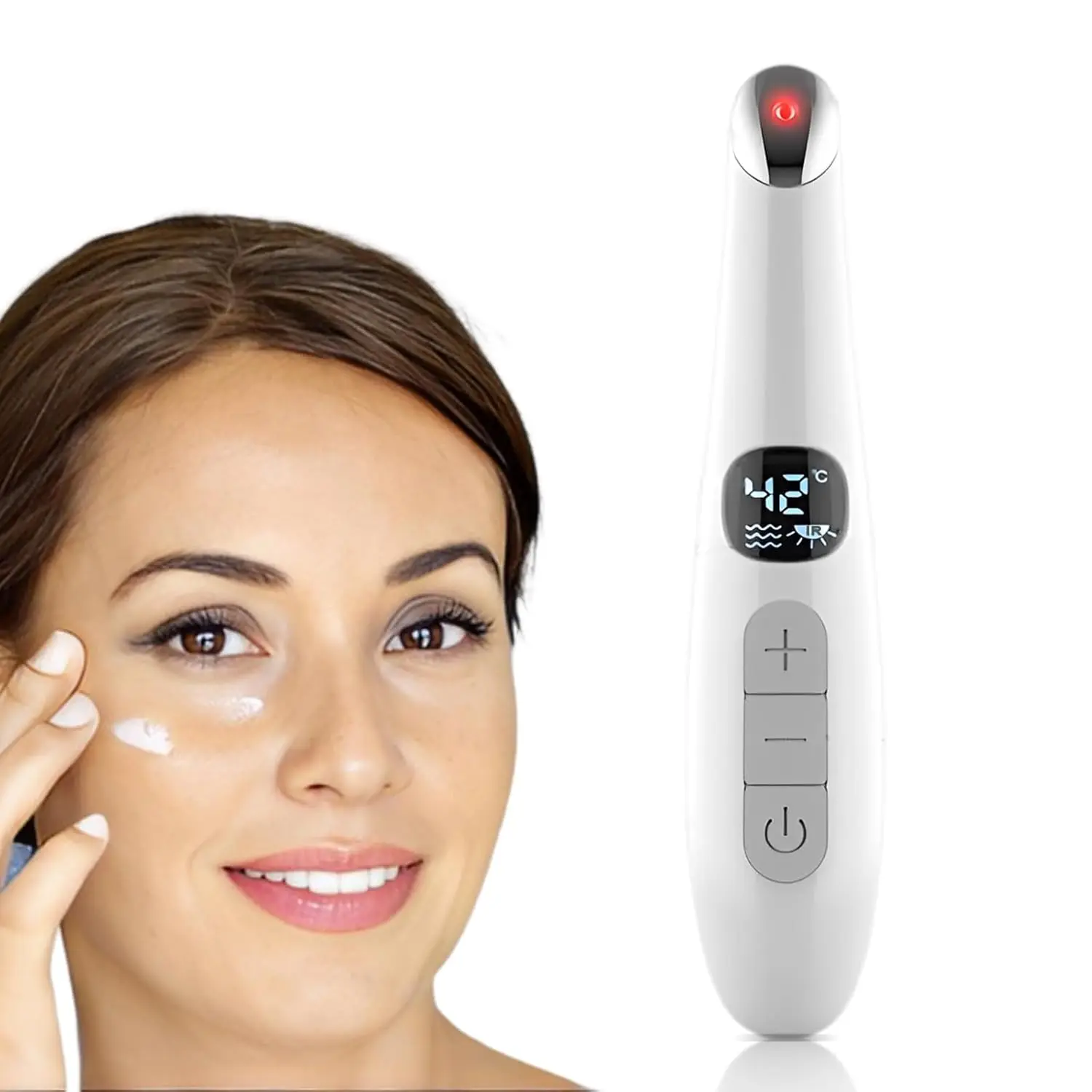 Dispositivo de belleza con varita para levantamiento de ojos 3 en 1, luz roja vibratoria 98 ° F a 113 ° Masajeador de ojos con pantalla LCD F para hinchazón de ojeras de ojos secos