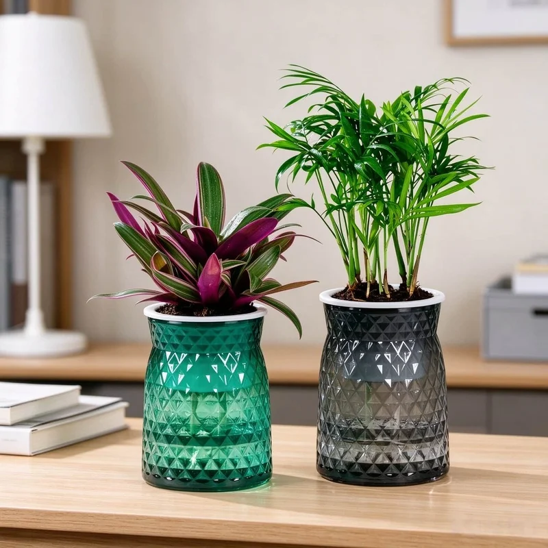 Transparent resin water-filled flower pot, suitable for living room tabletop arrangements, hydroponic flower arrangements, decor