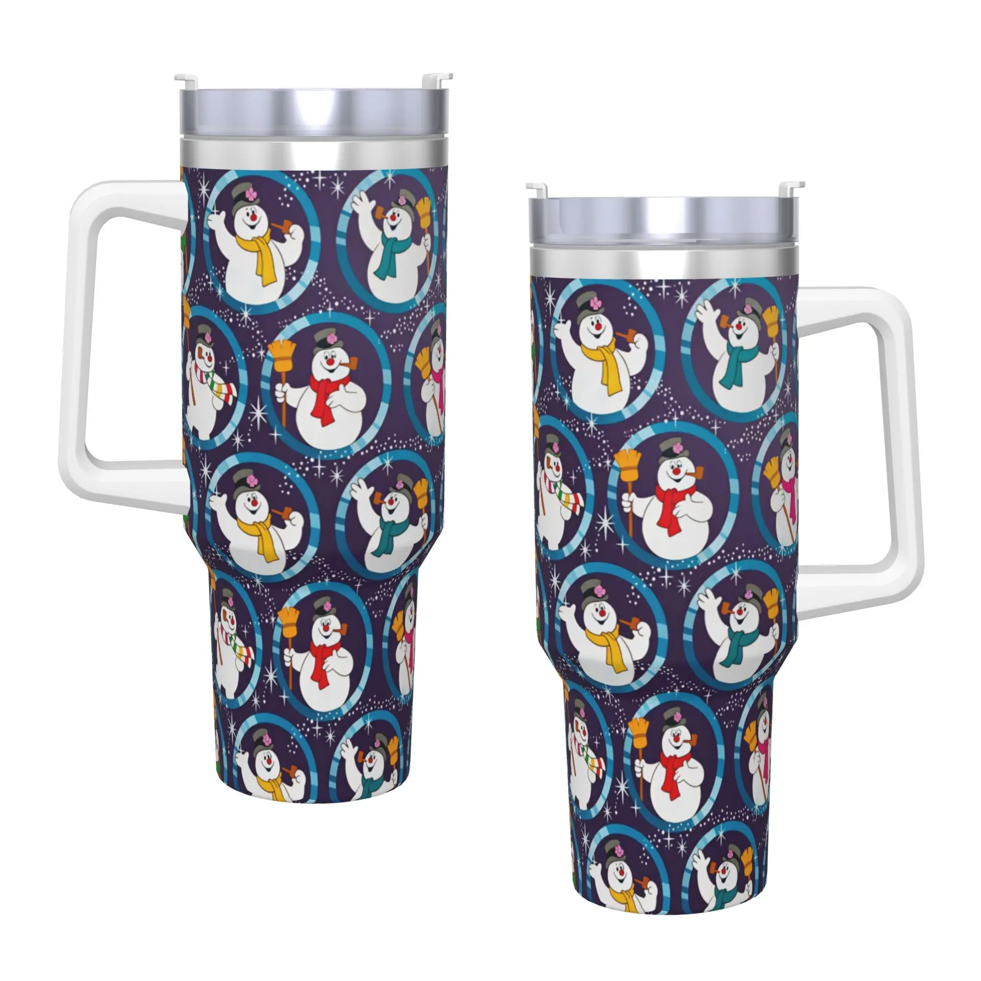 Stainless Steel Tumbler Snowman Frostys Mugs Cup With Straws  Camping Cold and Hot Water Bottle Insulated Large Thermal Mug