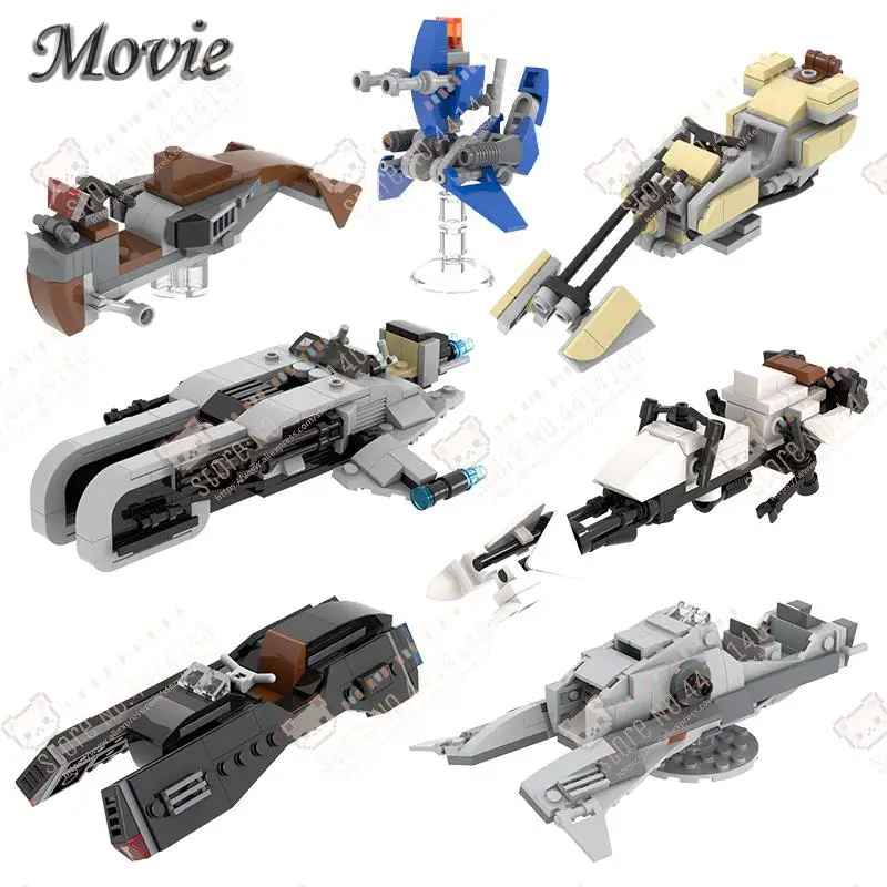 Movie Series Speeder Bike MOC Building Blocks Sci-Fi Aircraft Vehicle Model Decoration Assembly Bricks Educational Toys For Kids