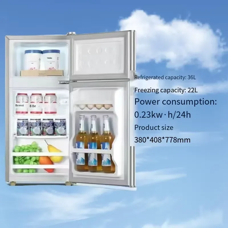 For XK-128L Home Bottom Freezer Refrigerator Mini Double Door Two-door Refrigerator and Freezer