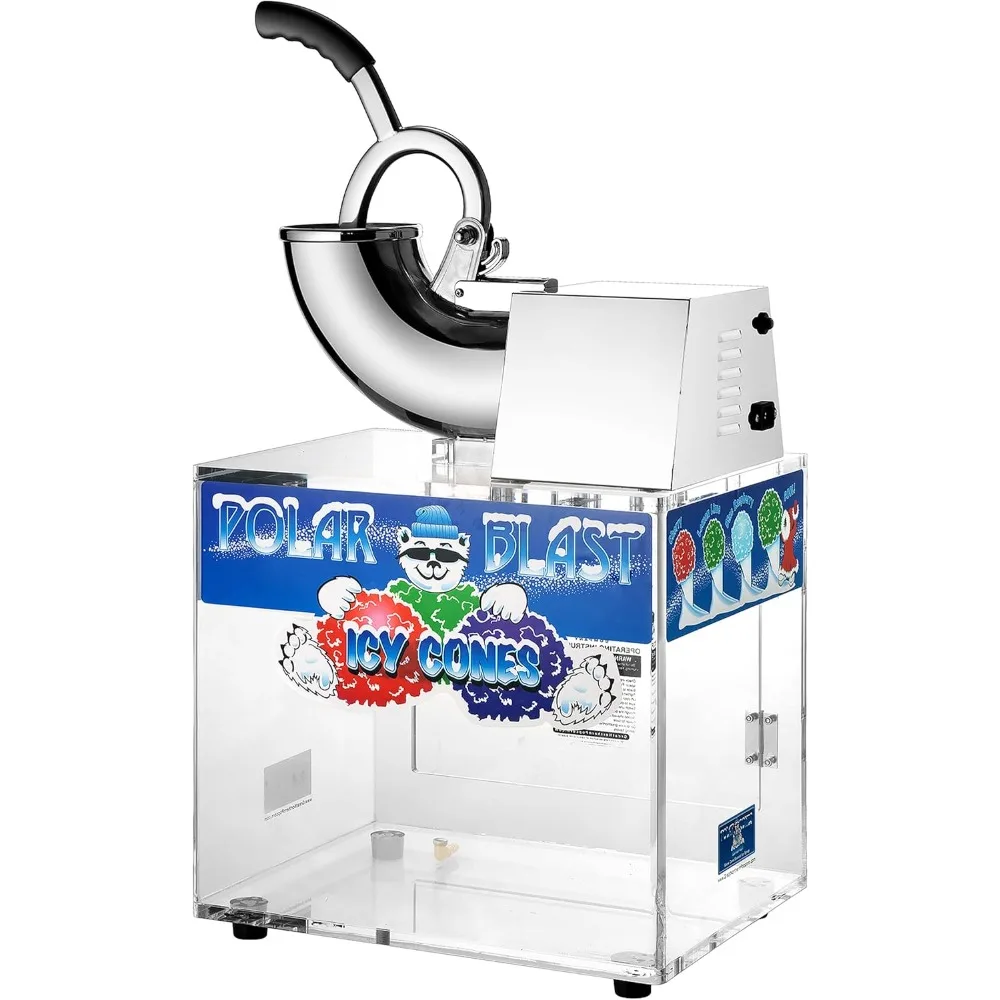 Polar Blast Snow Cone Machine Acrylic Crushed Maker Grinds Up to 500lbs of Ice Per Hour for Parties, Events