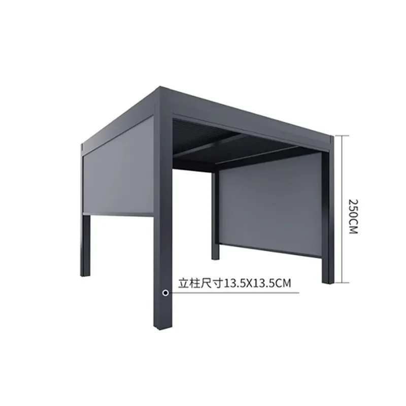 Gazebo outdoor courtyard, electric louver flip, awning, aluminum alloy outdoor, modern villa