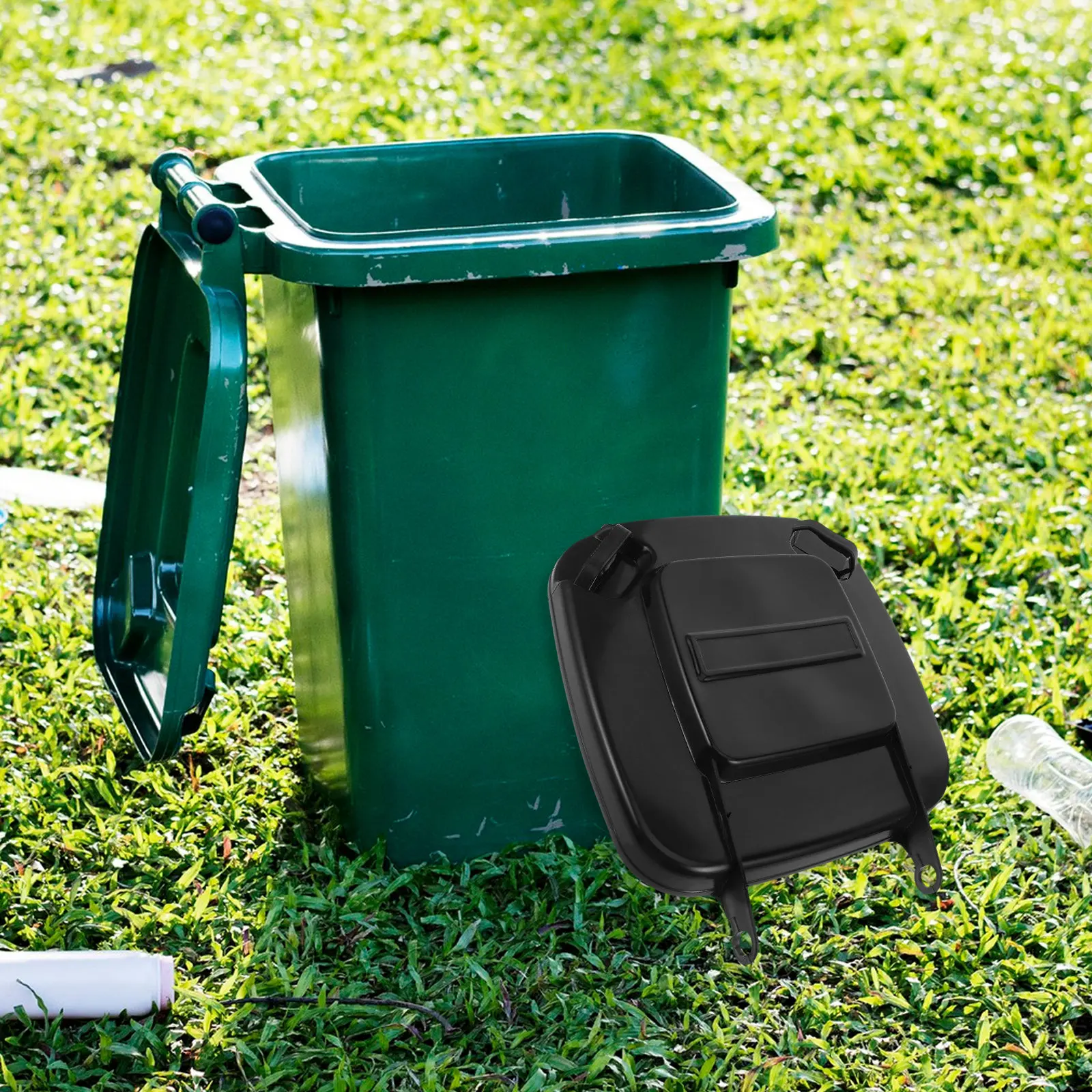 

Outdoor Garbage Bin Lid Replacement Square 50L Heavy Duty Flip Lid for Trash Can Waste Container Trash Bin Cover