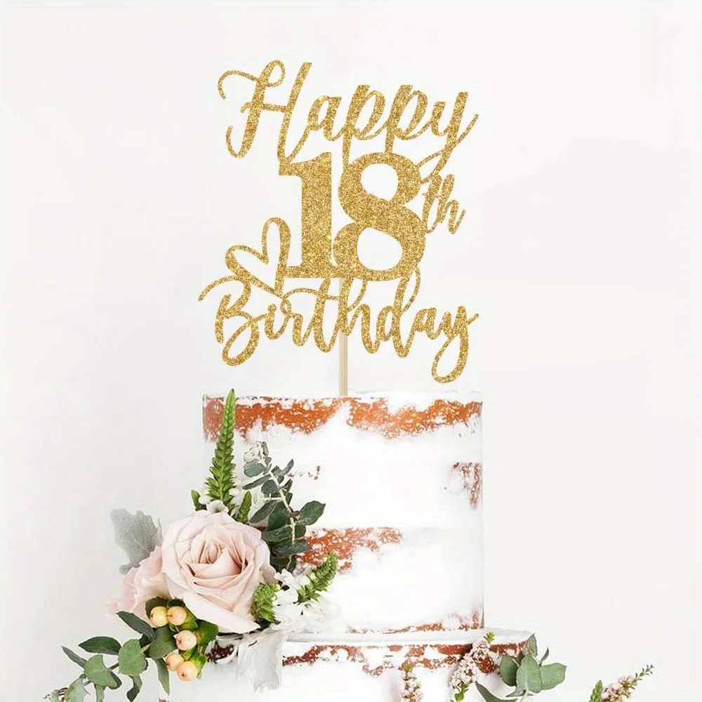 1 Stück Happy 18th Birthday Cake Topper, Prost auf 18 Jahre Tortendekoration, Lustige 18. Geburtstagsdekorationen – Detail 2