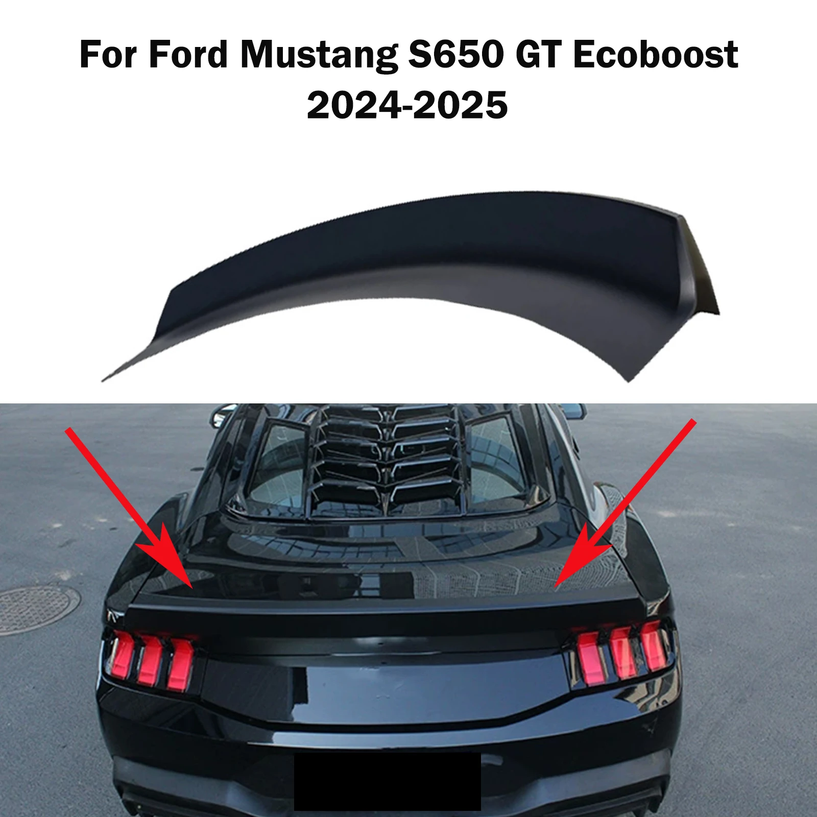 

For 2024-2025 Mustang S650 GT Ecoboost Rear Bumper Tail Wing Ducktail Spoiler Diffuser Trunk Lip Splitter Kit Carbon Fiber Look
