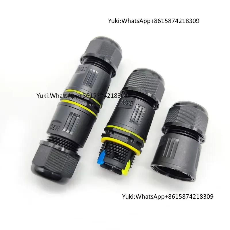 Factory Price PA66 Plastic Screw Male Plug IP68 Waterproof Cable Connector 3Pin M20 Junction Box 2.5mm Pitch Wiring for Power