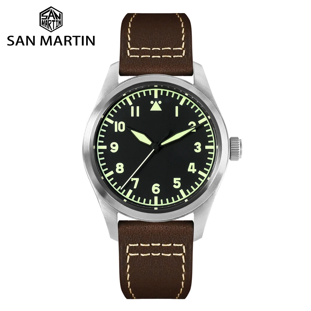 San Martin Retro Pilot Watch NH35 Automatic Mechanical  Watches for Men Dive Waterproof 20Bar Luminous Sapphire Glass SN0030G