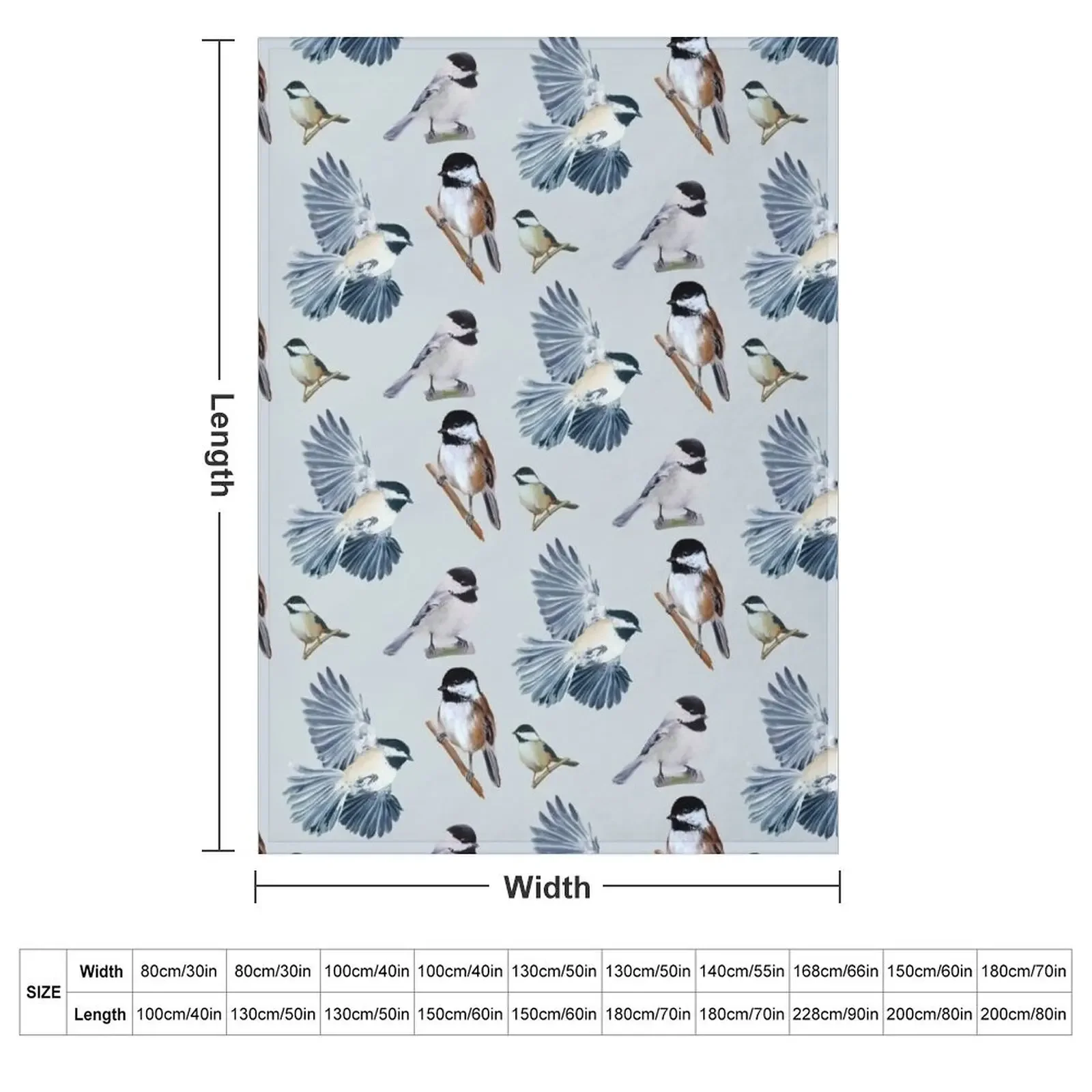 Chickadee Sticker set & pattern (mirrored) Throw Blanket Sofa for sofa Decorative Sofas Luxury Throw Blankets