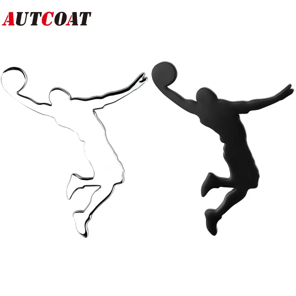 AUTCOAT 1Pcs Car Decorative Sticker Basketball Car Stickers Qiaodan Car Logo Metal Car Stickers Modified Car Tag