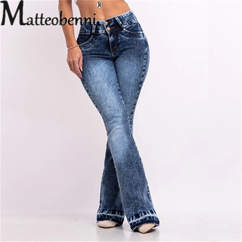 

Fashion Stretch High Waist Flared Jeans Ladies Sexy Slim Fit Show Hip Commuter Denim Pants 2023 Women's Sensible Style Trousers