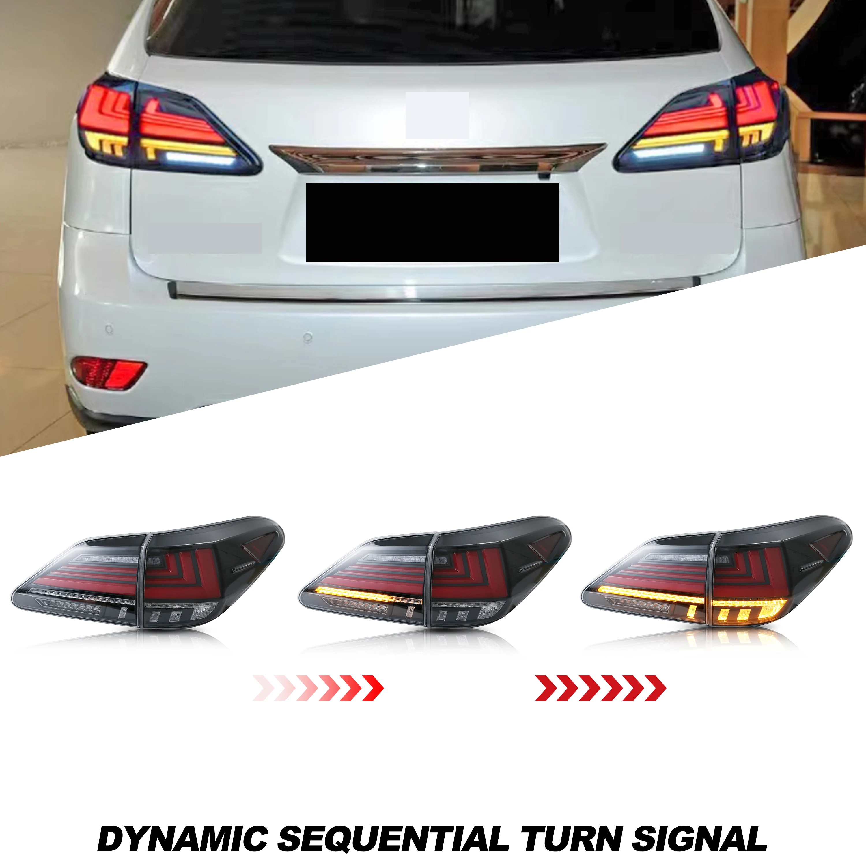 Светодиодные задние фонари для Lexus RX350 RX450h 2010-2015, динамическая анимация, последовательный поворотник, прозрачные задние фонари в сборе