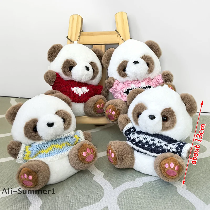 【E】Cute Dressing Panda Children Plush Toys Couple Keychain Pendant Cute Teddy Bear Plush Toy