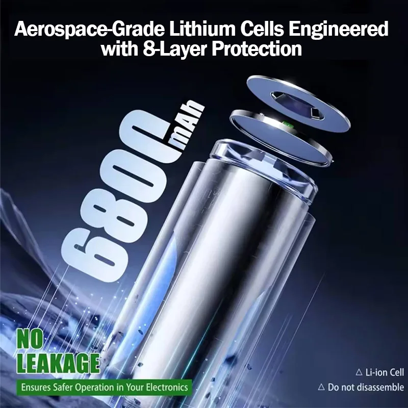2025New 6800mAh AAA بطارية ليثيوم قابلة للشحن، شحن USB-C، للكاميرات، فرشاة الأسنان الكهربائية، ماكينات الحلاقة