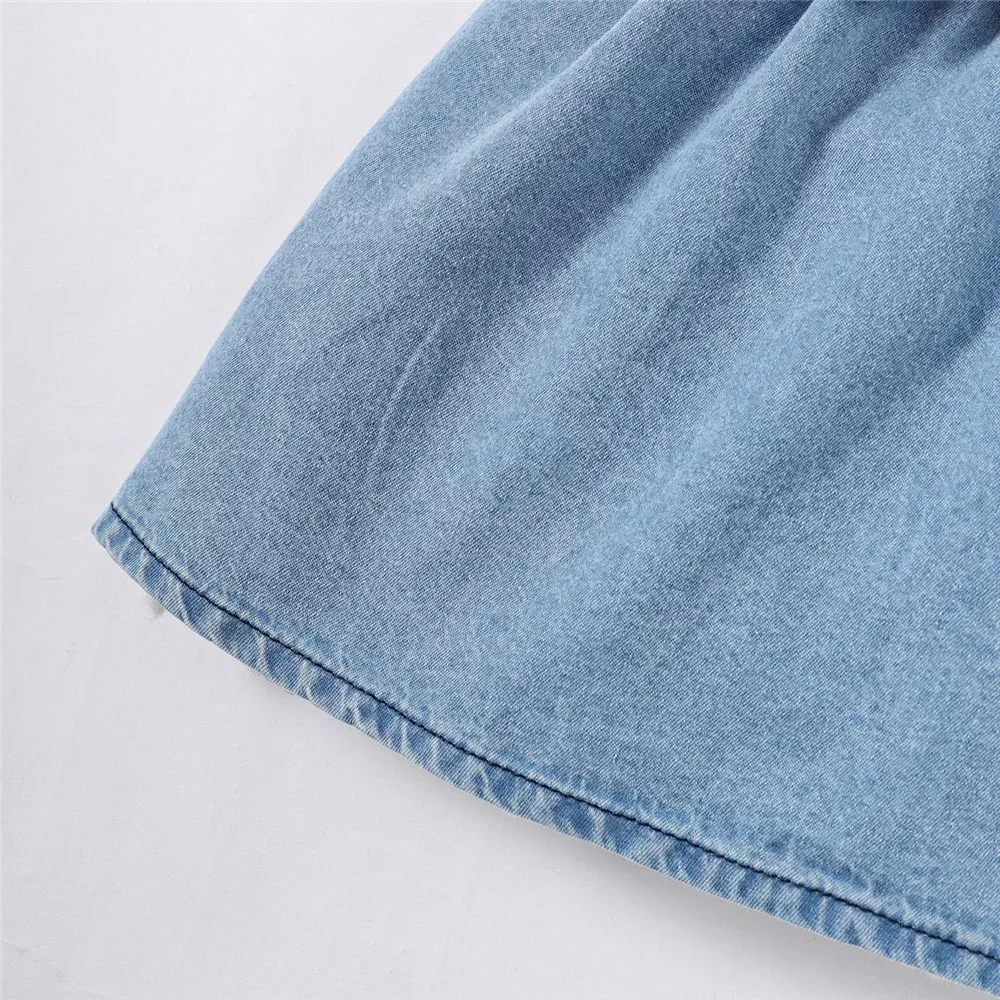 1-3 Years Summer Toddler Baby Girl Fashion Dress Bubble Sleeve Lapel Jeans Casual Dresses Birthday Party Costumes for Kid Girls