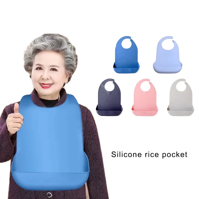 Adult Silicone Watertight Bibs Large Protector Oversized Adult Watertight Silicone Bibs for Cooking Cleaning & Bathing