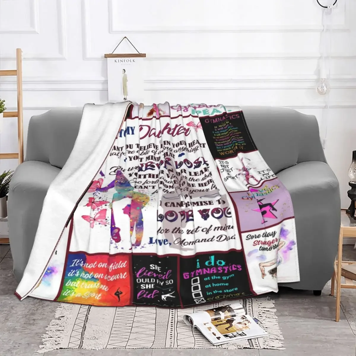 

Baby Blanket I Love Gymnastics Plaid Flannel Textile Decor Cartoon Collage Throw Warm Blanket for Bedding Couch Plush Thin Quilt