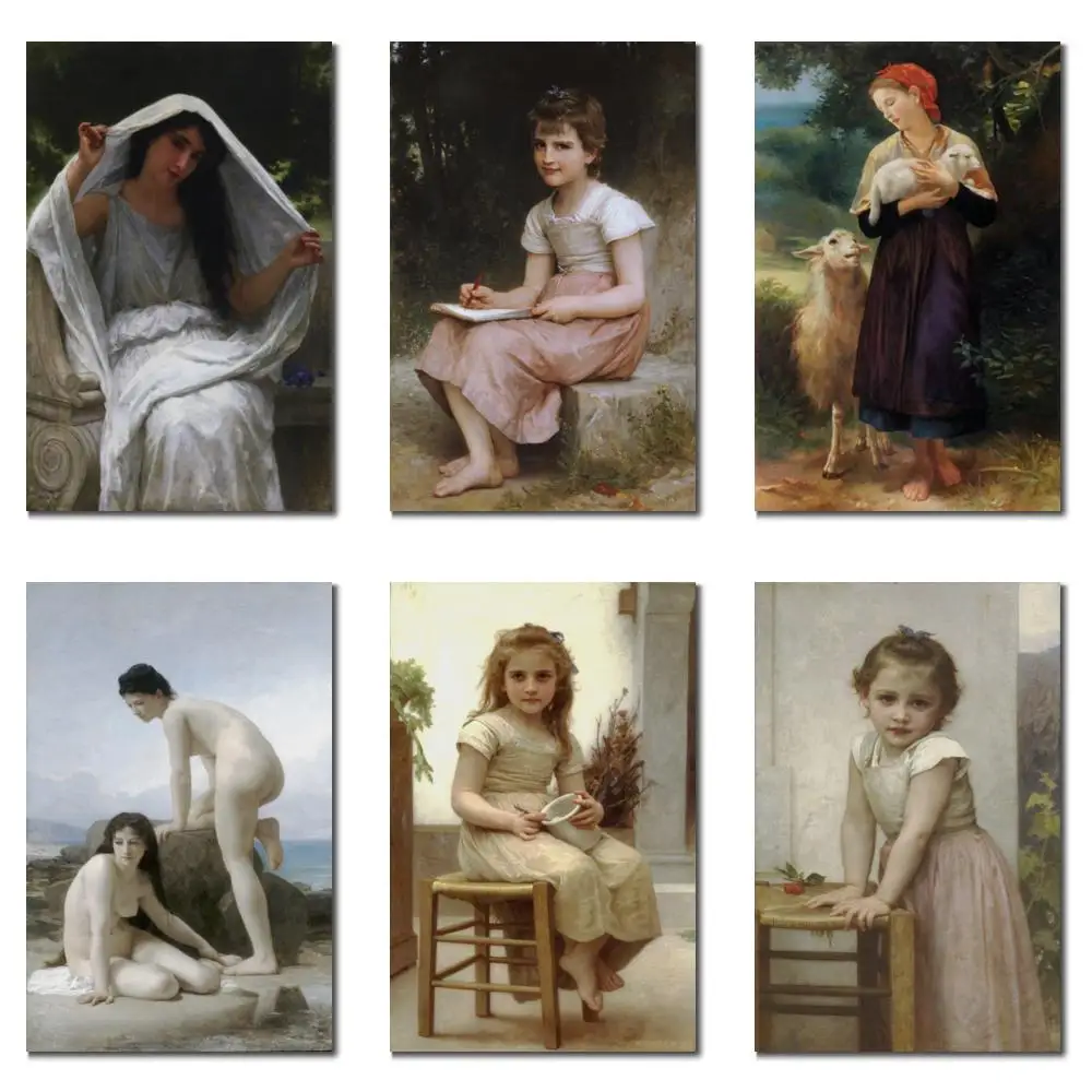 

Young Shepherdess Canvas Art Reproduction Handmade William Adolphe Bouguereau Portrait Painting for Bedroom Nursery Wall Decor