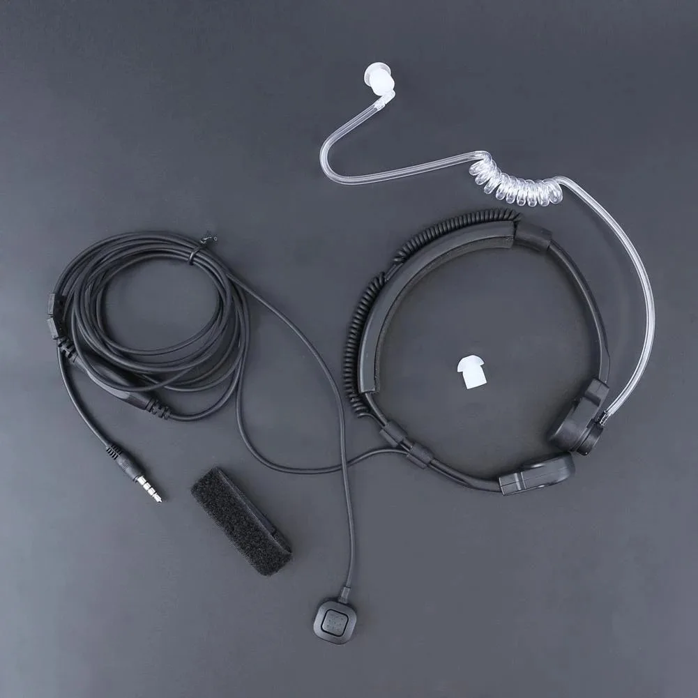 New 3.5mm Adjustable Throat Mic Microphone Covert Acoustic Tube Earpiece Headset With Finger PTT For Mobile Phone