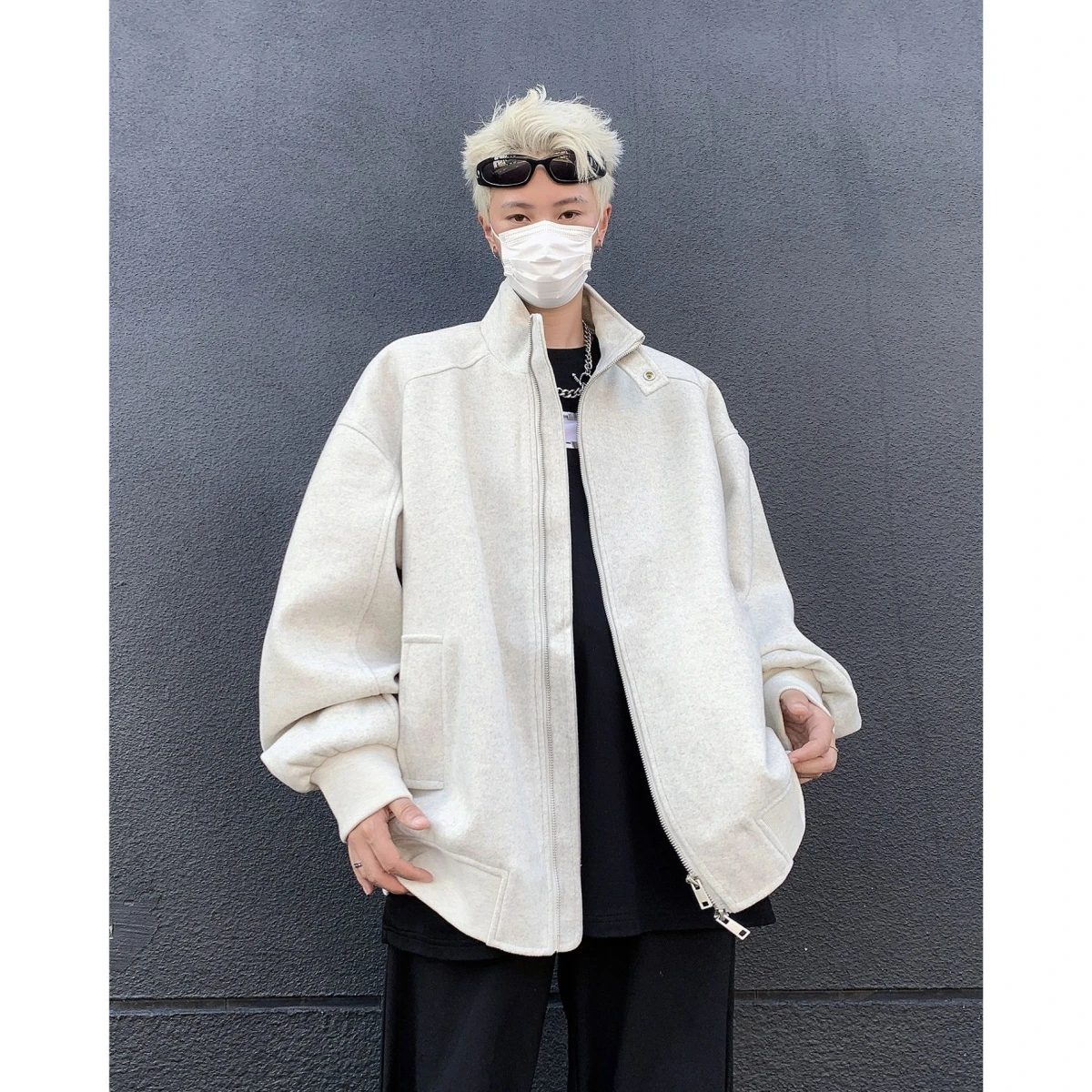 

Базовый цвет, мужская куртка, свободная повседневная верхняя одежда с воротником-стойкой в стиле ретро, американская верхняя одежда премиум-класса на осень