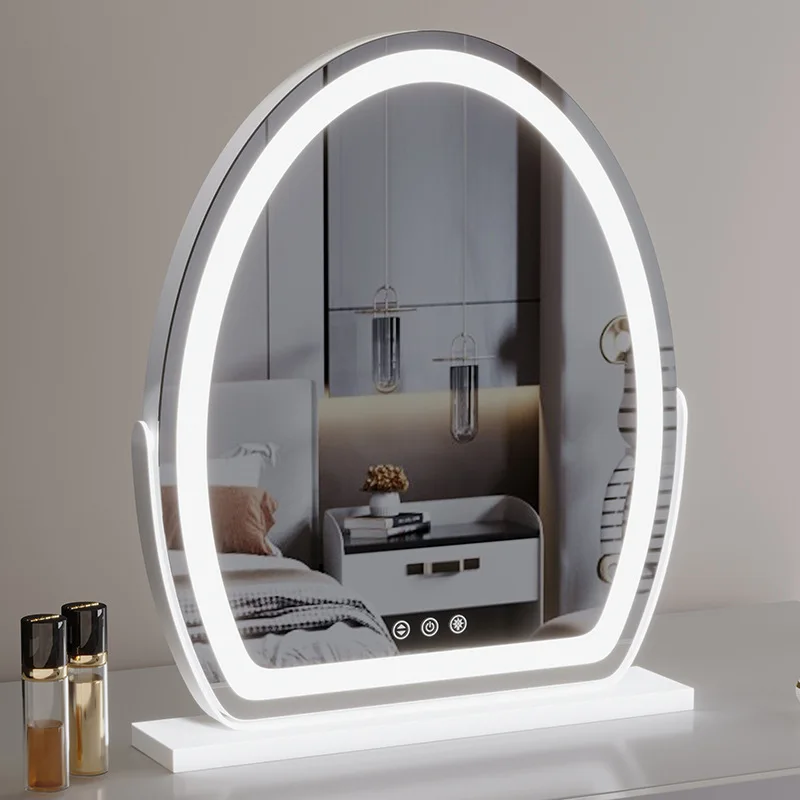 Espejo de maquillaje ovalado, led de escritorio con lámpara de tocador, simplicidad de escritorio