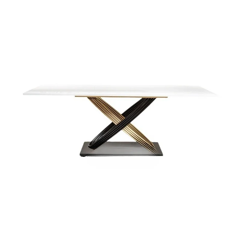 

Marble dining table, light luxury household high-end sense, small apartment metal dining table