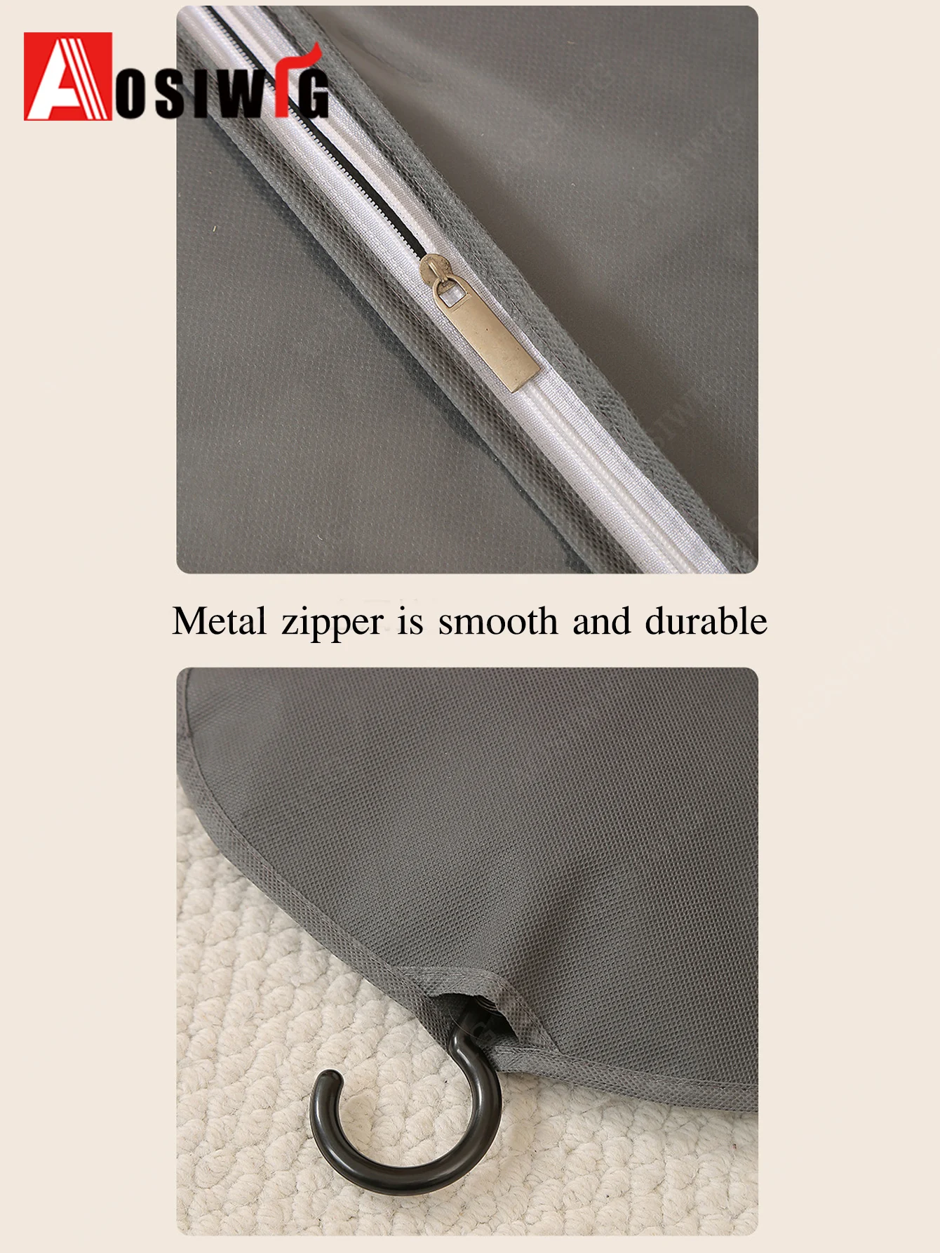 1pcs 60/80CM Long Black Non Woven Fabric Wig Dust Cover Packing Bag Wig Storage Bags Hanger Travel-Friendly Wig Organizer view 3