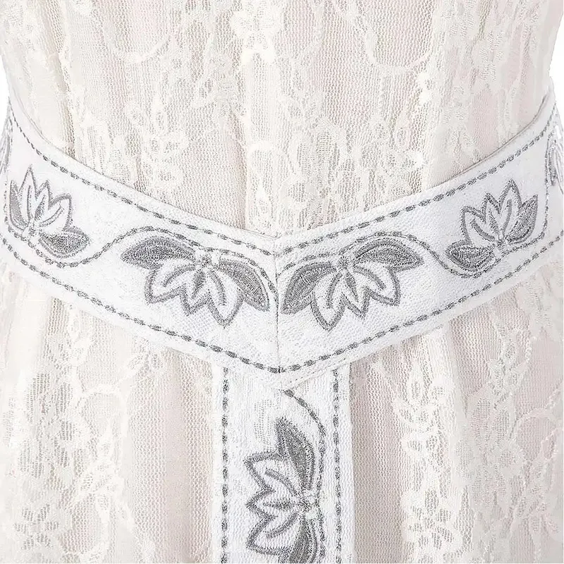 Disfraz de elfo reina Galadriel, Cosplay bordado, anillo de película mágica blanca, disfraz de mujer, juego de rol, vestido elegante, ropa de fiesta