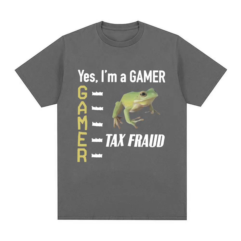 Tax Fraud Gamer Funny Frog Meme T Shirt Men Women Fashion Hip Hop Vintage T-shirt 100% Cotton Casual Loose Short Sleeve T-shirts
