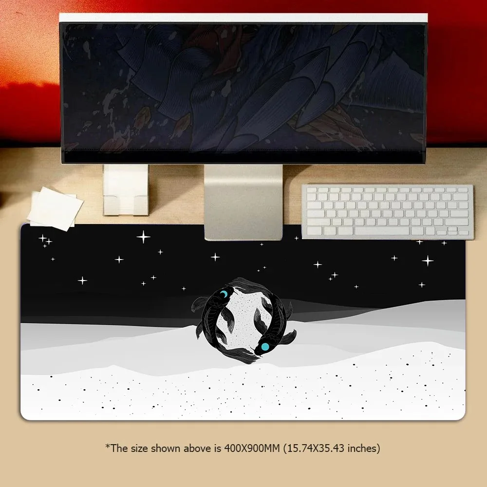 YinYang Mousepad Large Gaming Mouse Mat XXL Koi Fish Desk Mat 90x40cm Keyboard Mats Mouse Mat Beast Desk Pad For Gift Mouse Pad