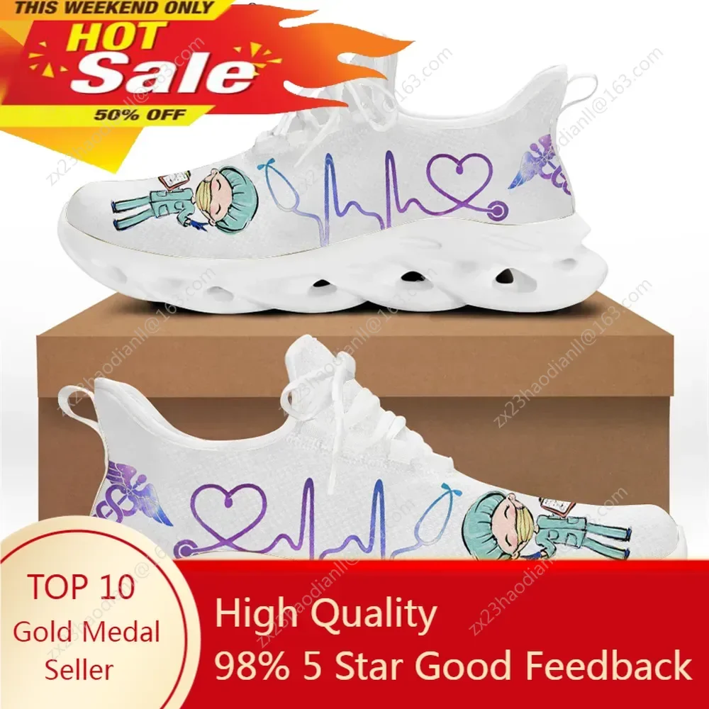 

Women White Nursing Shoes Cute Cartoon Nurse Doctor Healthcare Brand Design Ladies Mesh Flats Sneakers Zapatillas