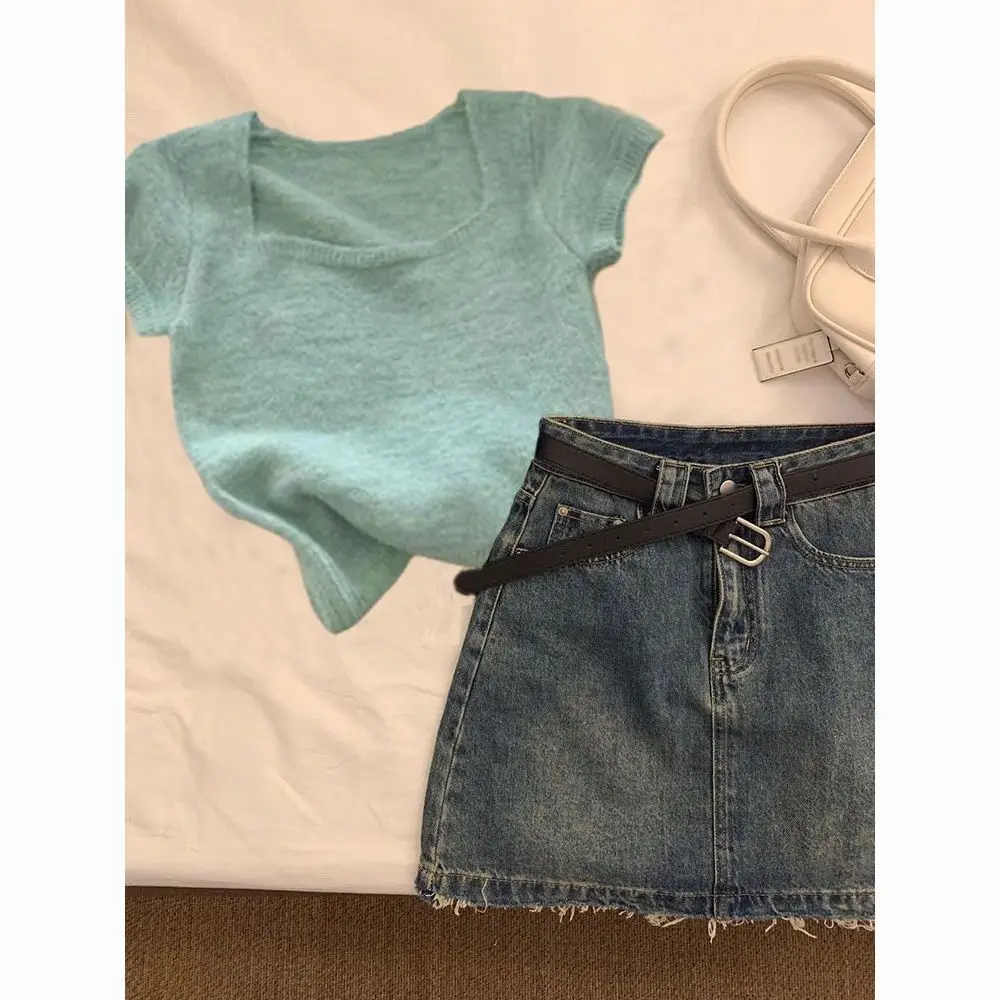 

Summer Suit Female 2023 New Women's Thin Slim Fashion Short-sleeved Hip-reducing Short Skirt Two-piece Set