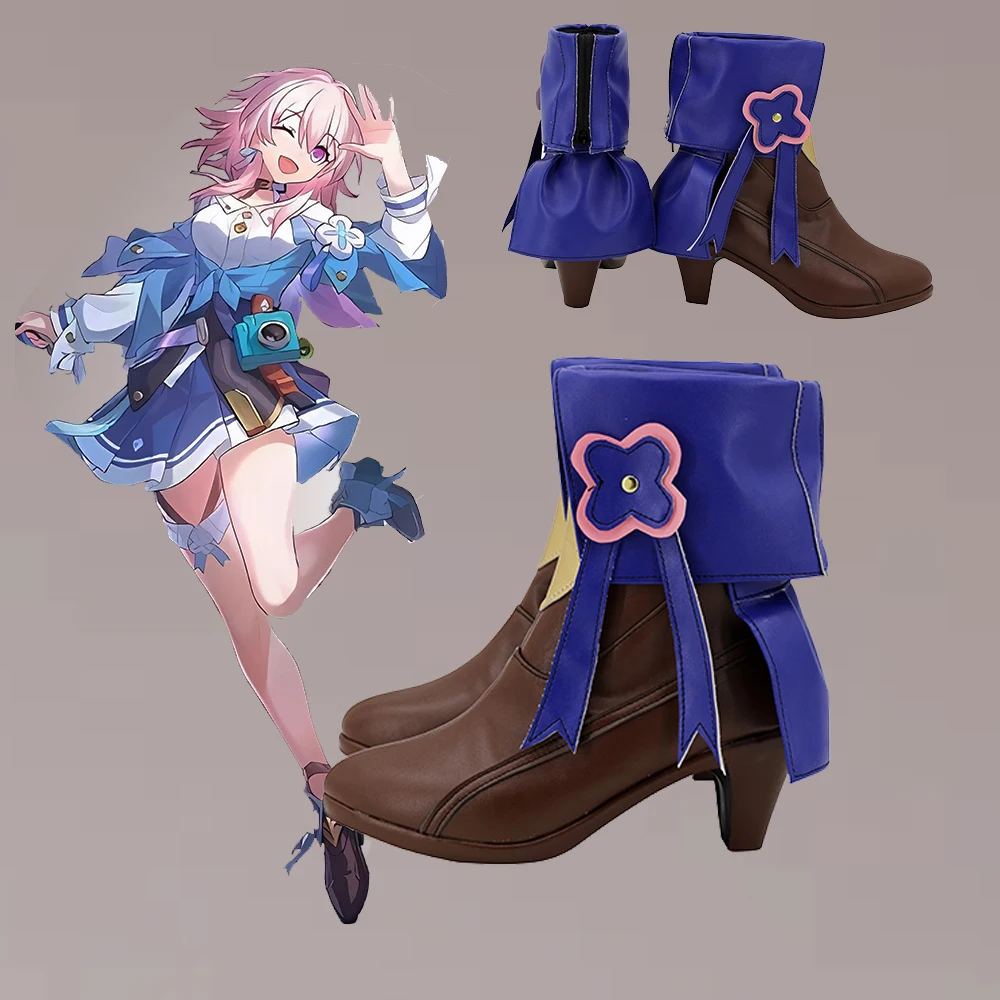 Honkai Star Rail March 7th Cosplay Shoes Boot March 7th Female Shoes PU Leather High Heels Boots Halloween for Women Girls