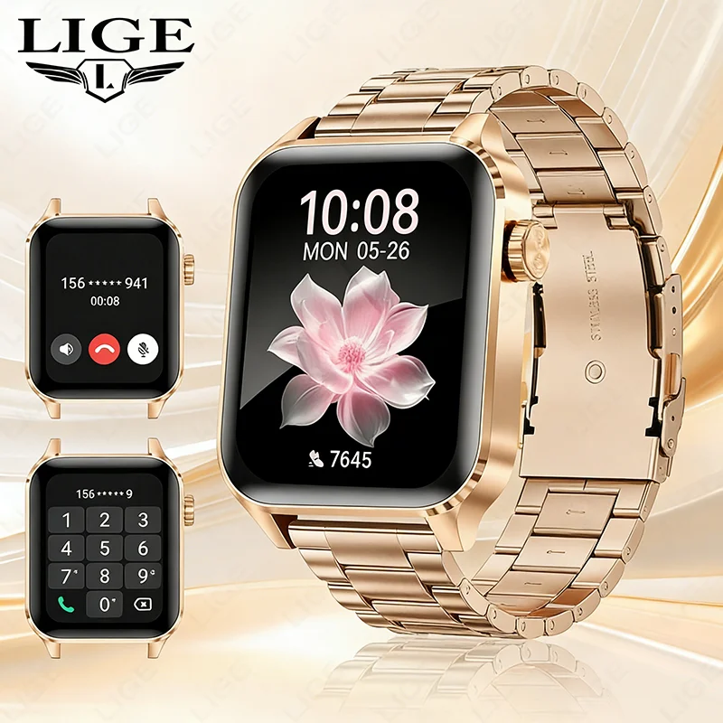 

Смарт-часы LIGE 1,85 дюйма для мужчин и женщин, фитнес-трекер с измерением пульса, несколько спортивных режимов, монитор сна, Bluetooth-вызовы, новые умные часы