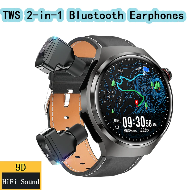 

2025 Новые умные часы TWS 2-в-1 Bluetooth-наушники HIFI 9D Качество звука Bluetooth-вызов для мужчин и женщин Спортивные умные часы