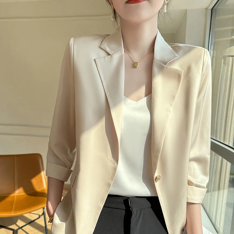 Żakiet damski oferta moda koreańska do pracy biurowej dla kobiet elegancja casual proste garnitury jednolity kolor letnie szorty krótki rękaw top