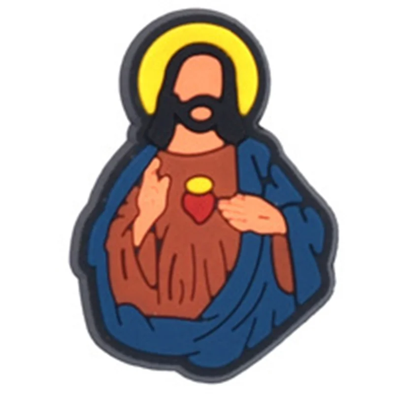 Breloque de chaussure de dessin animé de Jésus, pantoufle de trou de croyance de bouton de bricolage, décor de bracelet, PVC, Dieu est mon refuge, accessoires de mode