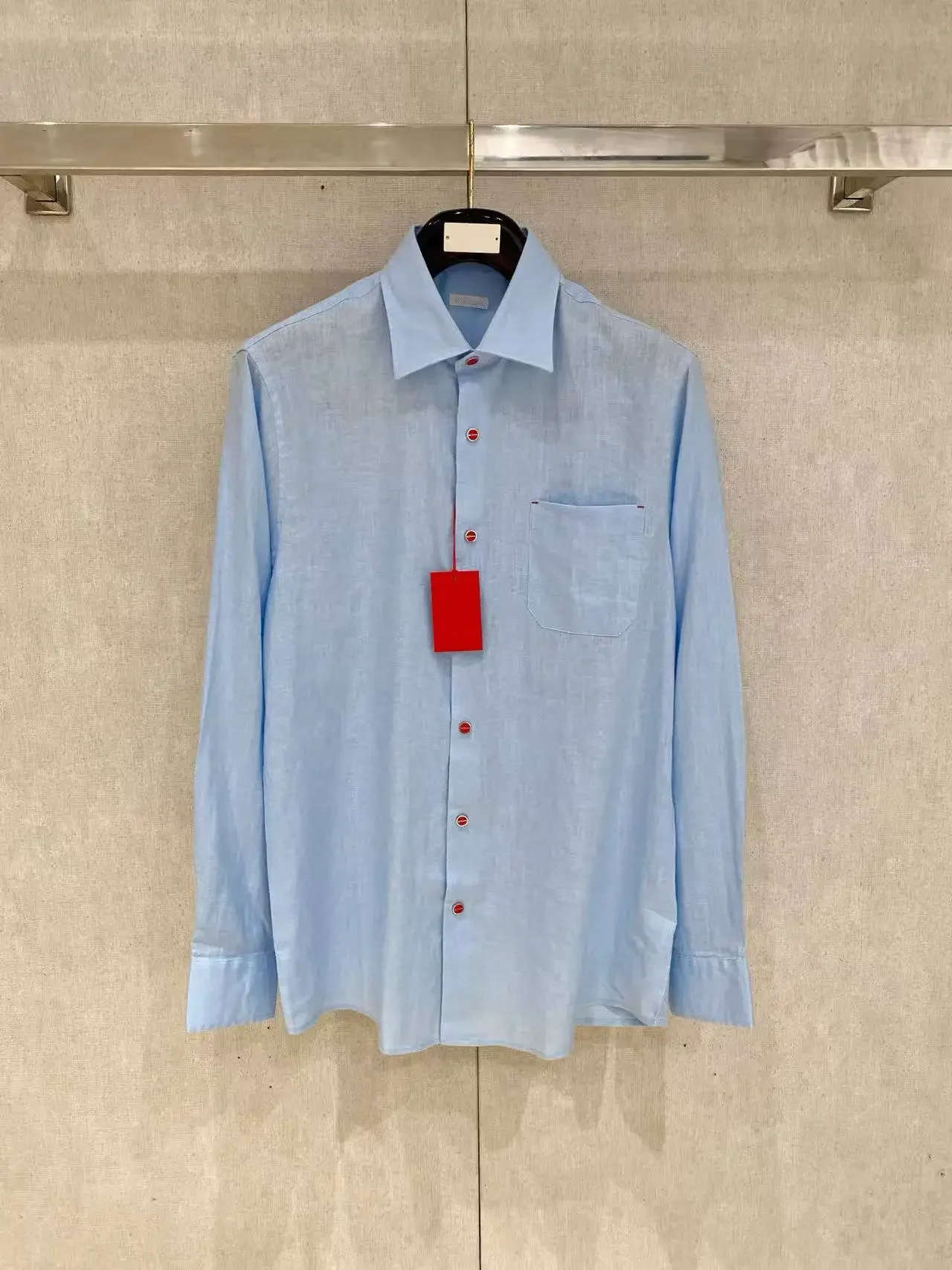 Kiton Old Money Style Men's Lapel Business Casual Solid Color Old Money Style Shirt 26SS