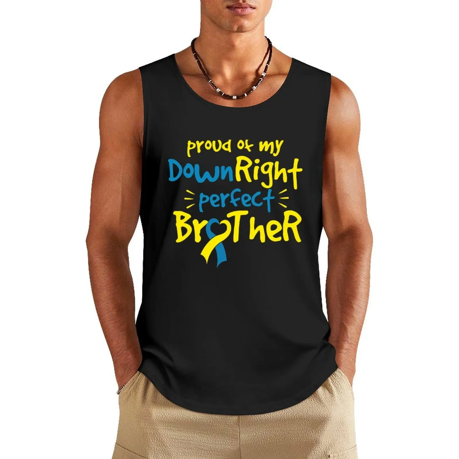 

Proud of my Down Right Perfect Brother Down Syndrome Awareness Tank Top anime top anime clothes Men's summer vest