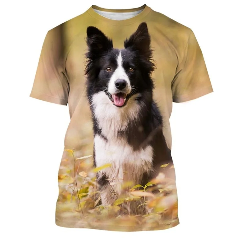 Border Collie 3D Printed T-shirt For Men Fashion Cute Animal Dog Unisex Round Neck Casual Short Sleeve Tee Shirt Clothing