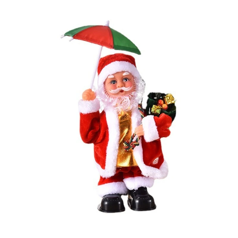 Jolie figurine père noël, ornement noël pour enfants, cadeau fête noël, jouet Musical, père noël tenant parapluie