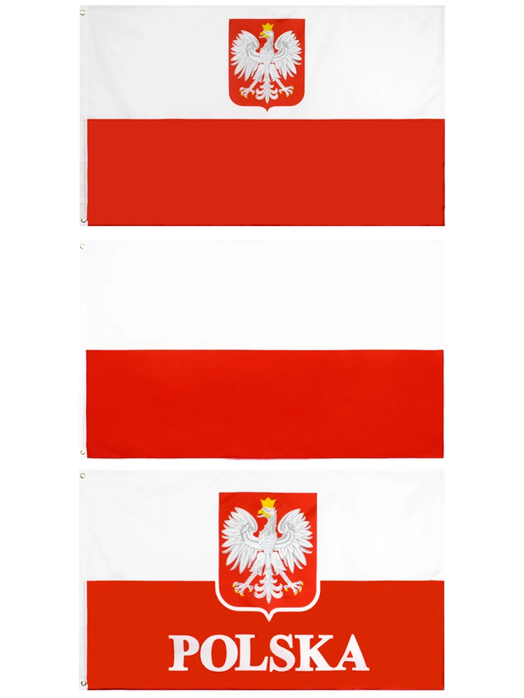 3x5 Ft Poland Flag Vivid Color and Fade proof Canvas Polska Flags Polyester with Brass Grommets 3 X 5 Ft