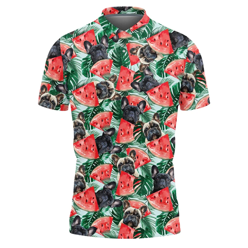 Fresh Watermelon Dog Graphic Polo Shirts For Men Hip Hop Male Streetwear German Shepherd Labrador Regular POLO Shirt Women Tops image 3