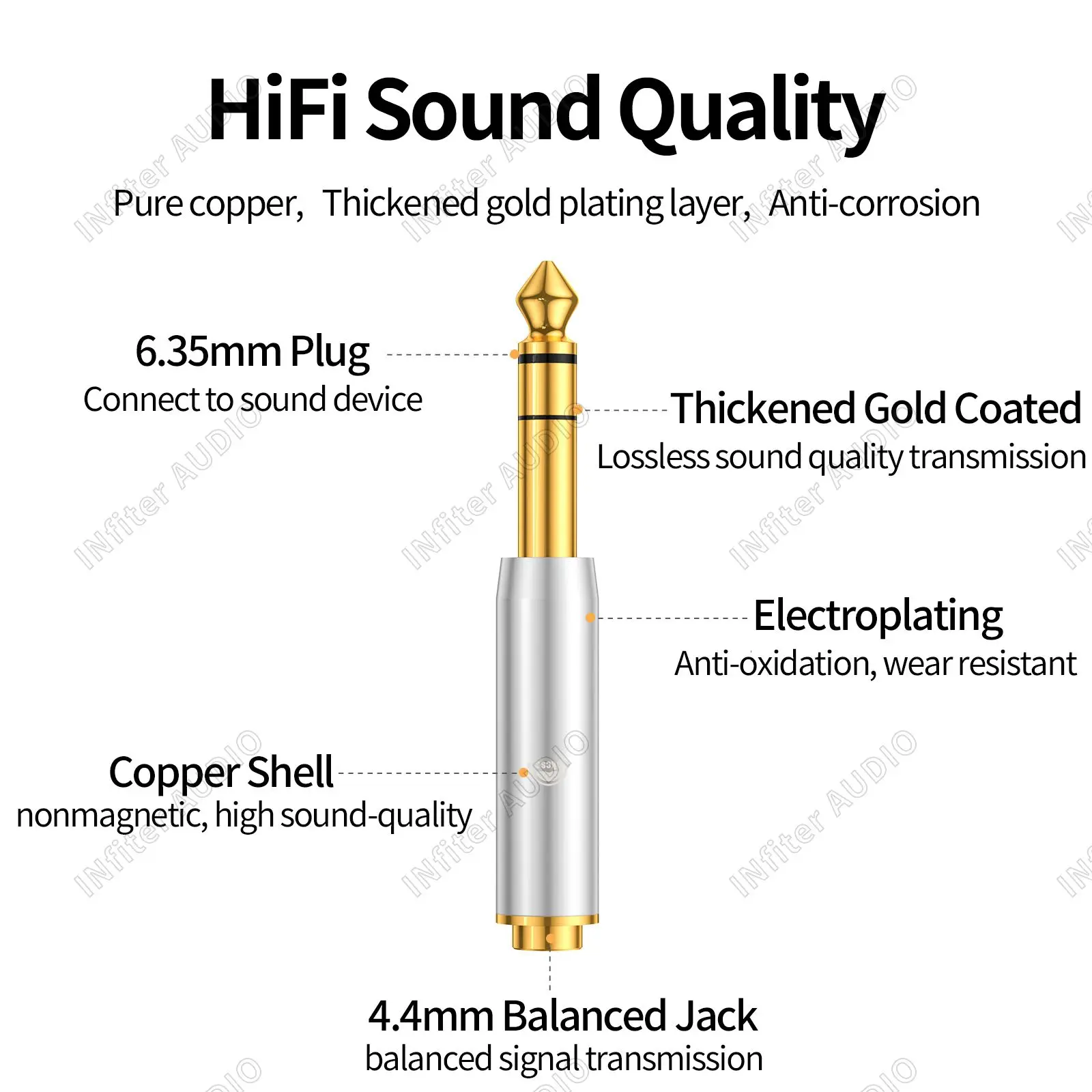 6.35mm to 4.4mm female 6.35mm to 4mm adapter 6.35mm to 4.4mm adapter balanced 4.4mm to 6.35mm adapter ddhifi 6.35mm connector