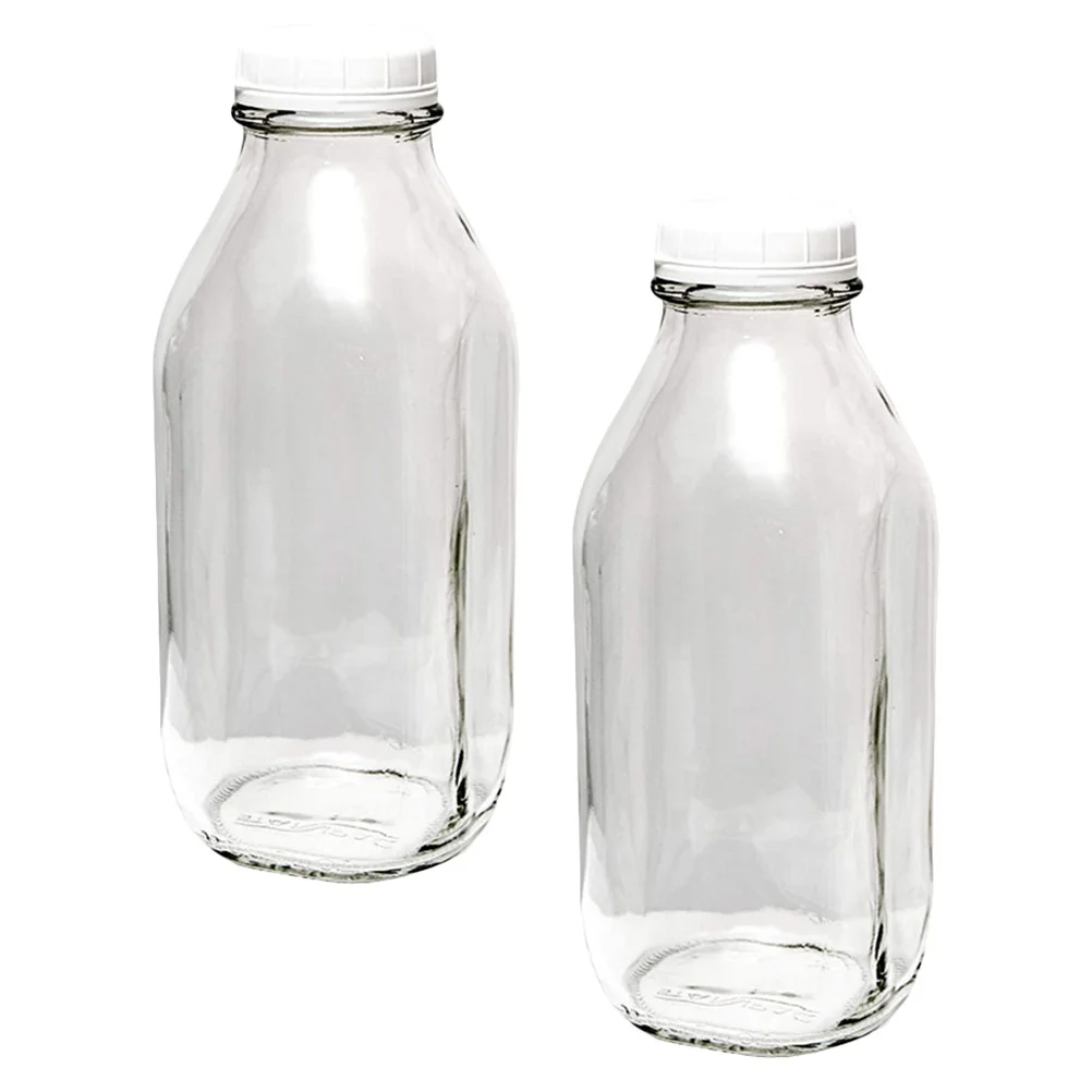 

2 Pcs Self Made Milk Bottle Child Kid Water Glass Carton with Lids Yogurt