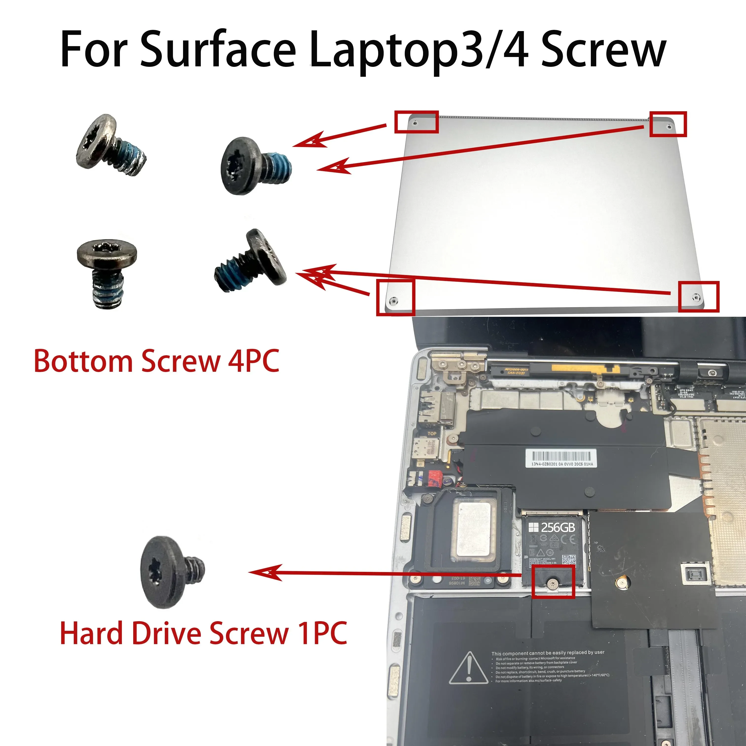 

Original For Microsoft Surface Laptop3/4/5 Bottom Rear Cover Foot Pad Screw Hard Drive Screw