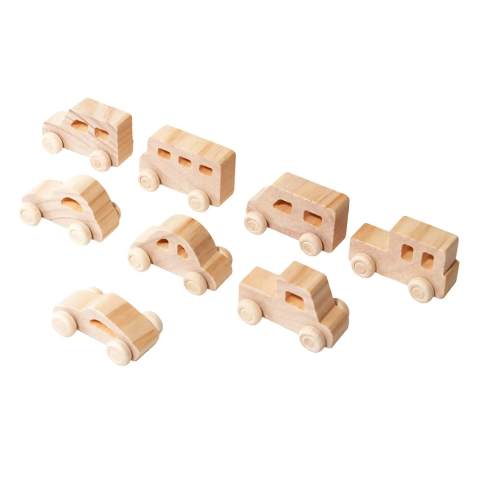 8 قطع ألعاب تركيب سيارات خشبية صغيرة، مكعبات بناء خشبية، أنشطة تعليمية، تلوين يدوي للأطفال، هدية عيد ميلاد