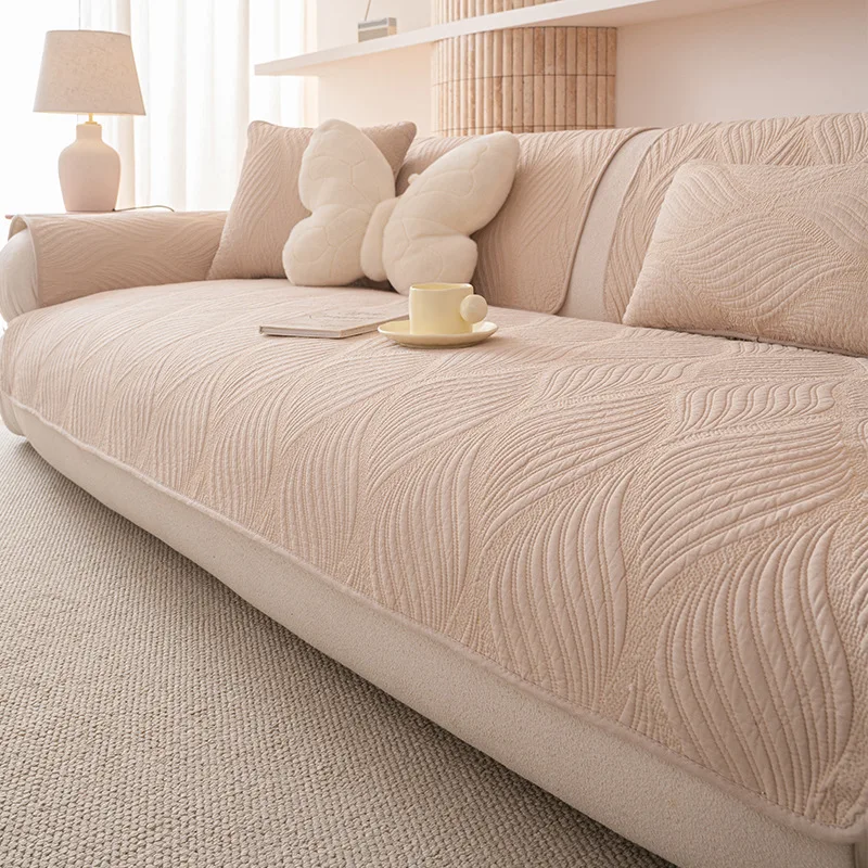 High Weight Cotton Sofa Cushion Simple Style Living Room 2026 New All-season Universal One-piece Non-slip Sofa Cover Solid Color