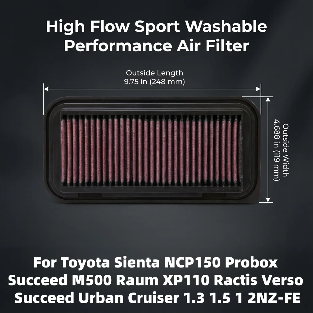 

For Toyota Sienta NCP150 Probox Succeed M500 Raum XP110 Ractis Verso Succeed Urban Cruiser 1.3 1.5 1 2NZ-FE High Flow Air Filter
