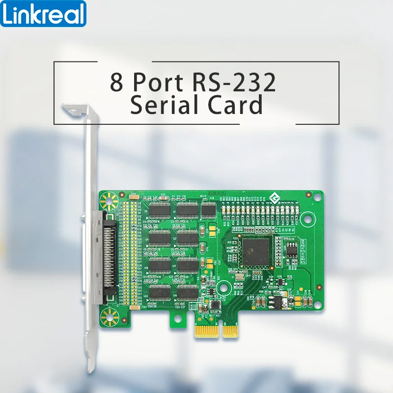 Linkreal 8 porta pcie x1 para RS-232 DB-9 cartão de controlador serial com cabo db9-LRUA9258-232